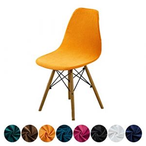 FANSU Housse de Chaise Scandinave Extensible Velours Luxe Housse de Chaise de Salle à Manger Lavable Couverture de Chaise Incurvée Recouvre Chaise pour Maison Cuisine (Jaune,2 pièces) (JINBO, neuf)