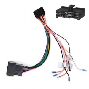 Adaptateur de câble 20 broches vers ISO standard pour autoradio, adaptateur de faisceau de câbles, adaptateur autoradio ISO 20 broches, avec lignes de commande au volant et ligne de commande arrière (supasi, neuf)