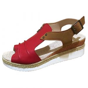 Sandales compens&eacute;es pour femme - Espadrilles en cuir pour femme - Bout ouvert - Sangle de cheville - D&eacute;contract&eacute;es - &Eacute;l&eacute;gantes - Pour l'&eacute;t&eacute; - Plate-forme - Sandales &agrave; enfiler - Talons compens&eacute;s, 02 (?Katpost?✈Livraison rapide: 7-21 jours✈, neuf)