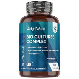 Probiotique Flore Intestinale 77 Milliards d'UFC - 20 Souches, Probiotiques et Pr&eacute;biotiques Lactobacillus Gasseri, Lactobacillus Rhamnosus, Bifidobacterium, Inuline, FOS, 60 G&eacute;lules Vegan sans Gluten (Comfort Click, neuf)