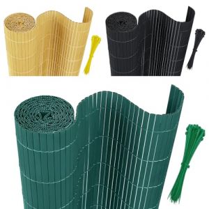AufuN Tapis brise-vue en PVC - 80 x 600 cm - Clôture brise-vue avec serre-câbles - Protection standard bambou contre le vent - Pour jardin, balcon et terrasse - Structure interne en W - Lamelles (Jodanyong, neuf)