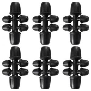 VooGenzek 6 Pi&egrave;ces Connecteur de Tuyau en T Barbel&eacute;, 6-Voies Raccord de Tuyau D'Irrigation pour Tube 8/12 mm &agrave; 4/7 mm, Connecteur D'Irrigation Goutte &agrave; Goutte &agrave; 6-Voies pour Jardin, Pelouse (VooGenzek, neuf)