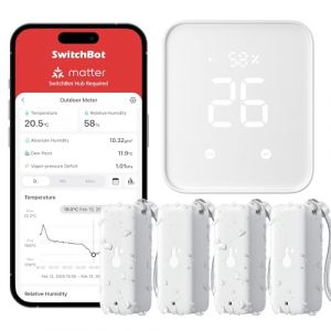 SwitchBot Lot de 4 thermomètres sans fil hygromètre intérieur et extérieur avec hub 2, IP65, capteur de température et d'humidité étanche avec notification d'application et stockage gratuit des (SwitchBot, neuf)