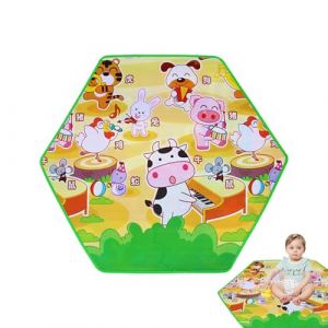 Tapis de Parc Hexagonal Bébé, Imperméable Antidérapant Tapis d'éveil et de Jeux Bébé Pliable Doux pour Ramper et Apprendre l'alphabet et Animaux, pour Chambre d'enfant et Salle de Jeux (Pomurom, neuf)