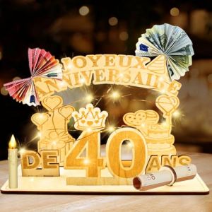 Szhhrxi Carte Anniversaire 40 ans Bois. Cadeau Carte idee Postale Bois Decoration 40 Ans, Personnalisé Deco Joyeux Anniversaire Happy Birthday Cadeaux pour Femme Homme 40 Ans, Original (Xiaogang-EU, neuf)