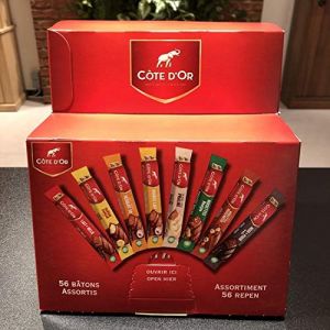 C&ocirc;te d'or chocolat - 56 barres chocolat&eacute;es - 8 saveurs diff&eacute;rentes (United Brands of Europe, neuf)