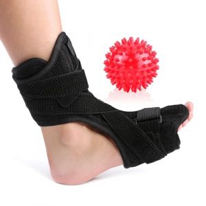 ANKROYU Fasciite plantaire dorsale r&eacute;glable respirante, attelles de nuit avec boule de massage &agrave; pointes, attelle de pied pour attelle de nuit, attelle de jour et de nuit avec boule de mas (Owozke, neuf)