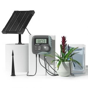 RAINPOINT Kit D'arrosage Goutte à Goutte Solaire, Système D'arrosage Automatique 45 L/H avec Pompe Programmable, Batterie 2600 mAh, pour Balcon, Jardin, Vacances et Plantes en Pot (LINWEI-EU, neuf)