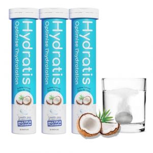 HYDRATIS - Pastilles Effervescentes Noix de Coco - Optimise l'Hydratation - Riche en Minéraux - Faible en Sucre - Goûts Légers - Sport, Crampes, Récupération - 60 Pastilles (Para Santé Services, neuf)