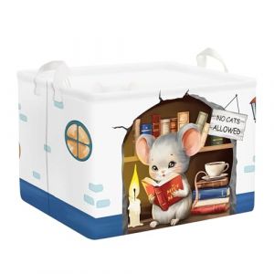 Clastyle Panier Rangement B&eacute;b&eacute; &Eacute;tude Corbeille &agrave; Linge Sale Gar&ccedil;on Fille pour V&ecirc;tement Boite de Rangement Jouet pour Salle de Bain Chambre &agrave; Coucher, Rat Lecture, 40 * 30 * 30 cm (Changtian_Im&Ex, neuf)