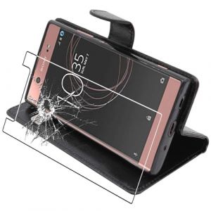 ebestStar - Coque Compatible avec Sony Xperia XA2 Ultra, XA2 Ultra Dual (2018) Etui PU Cuir Housse Portefeuille Porte-Cartes Support, Noir + Verre Trempé [Appareil: 163 x 80 x 9.5mm, 6.0''] (ebestPro-fr, neuf)