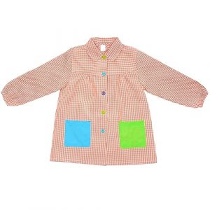 H HANSEL HOME Tablier d'&Eacute;cole avec Boutons et Col pour Enfant et Gar&ccedil;on 4-5 Ans, Tablier Blouse &Eacute;lastique aux Poignets et au Cou Puor l'&Eacute;cole e Artisanat - Orange (HANSEL HOME, neuf)