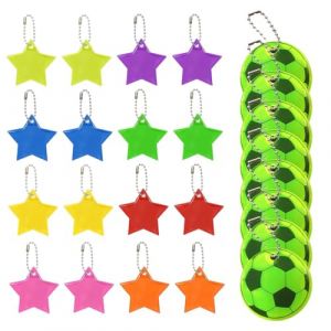 JYNXOR 24 Pieces Pendentif Réfléchissant, Réflecteur de Sécurité Enfants, Pendentif Réfléchissant de Étoile, Sécurité Pendentif Réfléchissant pour Cartable Veste Sac à Dos Vélo Marche Poussette (SHOPSCAPE INK, neuf)