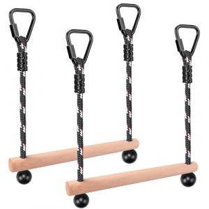 BeneLabel Course d'obstacles Barre Slackline, 2pcs Barre Singe 35cm Jeux d'extérieur Bois Mousqueton Suspendu Équipement d'entraînement pour Terrain Activité ludique d'intérieur Enfants, 250LB/Noir (besthouse, neuf)