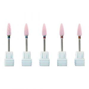 FRCOLOR 5 Pièces tête de meulage de machine à ongles ponçage outil de foret à ongles peu d'ongle pôceuse ongle pro accesoire ongles professionnel Nail art kit d'art d'ongle céramique rose (Laners, neuf)