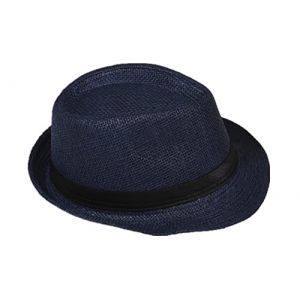 Miobo Chapeau de Paille, Fedora Polyvalent, Design Trilby, Protection Solaire (as4, Numeric, Numeric_60, Numeric_61, Bleu fonc&eacute; (Chapeau de Paille)) (Z&D, neuf)