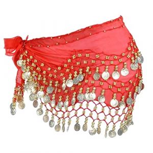 Ceinture Danse Orientale Femme, Écharpes de Hanche de Danse du Ventre Fille Foulard Belly Dance Foulard à Sequins Doré Écharpe Déguisement Mousseline de Soie, pour Scène, Anniversaire, Fête, 1 Pièce (CUTTY, neuf)