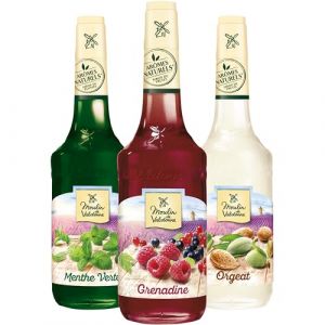 Moulin de Valdonne - Assortiment de Sirop de Grenadine, de sirop de Menthe et de sirop d'Orgeat pour boissons rafraîchissantes, cocktail avec ou sans alcool, 3 bouteilles 70 cl (THE SIROP SHOP, neuf)