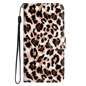 BLOTECH Pochette Flip Etui a Rabat en Cuir pour Honor 400 Smart Bookstyle PU Cuir Souple Anti Choc Coque 360 Protection Wallet Flip Case Magn&eacute;tique pour Honor 400 Smart,imprim&eacute; l&eacute;opard (Bolong, neuf)