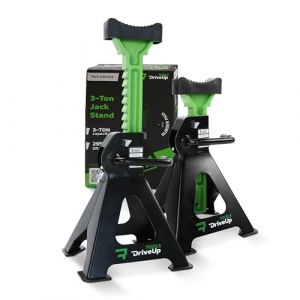 DRIVEUPTOOLS Chandelles Voiture 3T avec Tampon en Caoutchouc | Ensemble de 2 Chandelles Stabilisateurs | Hauteur de Levée 28-42 cm | Support Voiture | 3 Tonnes (6600 lbs) | Chandelles pour Essieu (x2) (Intropeks, neuf)