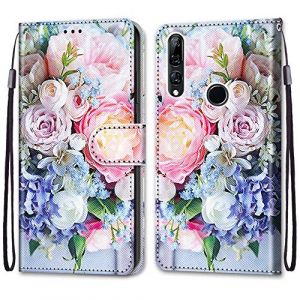Mo-Somnus Coque pour Huawei P Smart Z/Y9 Prime 2019/Honor 9X/9X Premium, Etui en Cuir PU Portefeuille Housse Coque avec 360 Degr&eacute;s Silicone Protection Cover Cuir Pochette Magn&eacute;tique(Fleur 3) (Mo-Beauty EU Store, neuf)