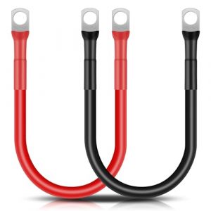 GUNGY Cable Batterie Voiture 14mm&sup2; 30cm C&acirc;ble Onduleur de Batterie 6AWG 12V C&acirc;ble de Batterie avec M8 Cosses &agrave; &oelig;illets pour Camion Auto Moto Marine Solaire Rouge et Noir 2 Pi&egrave;ces (Aprilbee, neuf)