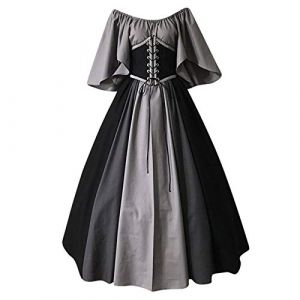 Susenstone 2024 Robe Medievale Femme Grande Taille Victorienne Steampunk Gothique Vintage Medievale Steampunk Costume MéDiéVal Femme DéGuisement Victorienne DéGuisements Dress Halloween Renaissance (⭐⭐⭐⭐⭐Susenstone, neuf)