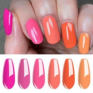 Vishine Lot de 6 Vernis à Ongles Gel Semi Permanent Nuances de Orange & Fushia - Super Shine et Longue Tenue -8 ml (ChicChicYou, neuf)