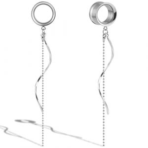 DOEARKO Tunnels d'oreille Ecarteur 1 Paire Ecarteur Oreilles Plug Tunnel Double Évasé Plug Pendentif Tunnel Piercing Bijoux de Corps pour Femmes Hommes (Argent,14mm) (DOEARKO, neuf)