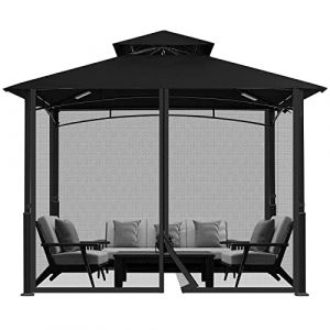 Mingfuxin Moustiquaire de belvédère, Remplacement Universel de l'auvent de Jardin Moustiquaire 4 Panneaux avec Fermeture éclair pour d'extérieur pergola 10" x 12" (Moustiquaire Uniquement) (LedlightingEU, neuf)