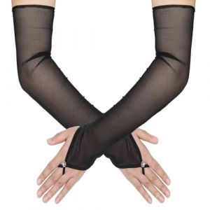 Gant de Soir&eacute;e Femme, Long gloves Noir, Sexy Gloves Transparent Extensible Doigts Longs Gloves (CHANGWEI UKSTORE, neuf)
