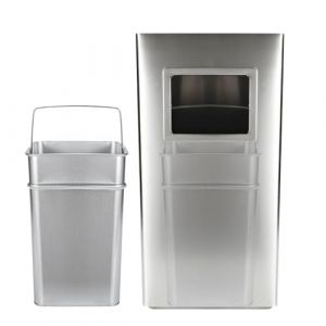 HUOLE Poubelle à Cendrier d'Hôtel Poubelle de Recyclage Ordure Déchet Extérieur Ecole Unité Bureau Restaurant Hôpital-Argent (1 PC) 30 * 24 * 60cm-48L (Hechheu, neuf)