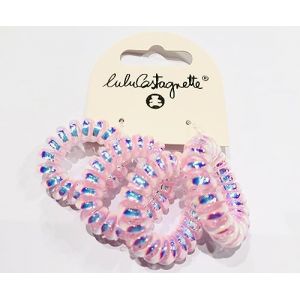 Lulu Castagnette - Lot de 4 Elastiques pour Cheveux - Élastiques à Cheveux en Spirale - Elastiques à Cheveux Sans Trace - Tous Types de Cheveux - Transparent Irisé (C Maphie, neuf)