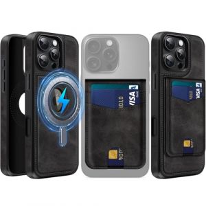 MOBESV 2 in 1 Coque en Cuir pour iPhone 16 Pro Max avec Portefeuille Support, &Eacute;tui Magn&eacute;tique Compatible avec MagSafe, Housse avec Porte Cartes &Eacute;l&eacute;gant (Noir) (NineFox, neuf)