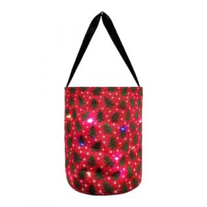 Sac d'Halloween lumineux, seau d'Halloween lumineux,Sacs de No&euml;l &agrave; LED en polyester - Seau &agrave; bonbons r&eacute;utilisable polyvalent en Polyester, sac &agrave; bonbons de no&euml;l brillant pour fournitures de f (huanqinf, neuf)
