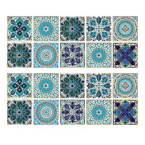 Hwtcjx Carrelage Adhésif 15 x 15cm, 20 Pièces, Bleu, PVC, Auto-adhésif, Imperméable, Facile à Frotter, Pour Cuisine, Meubles, Salle de Bain, Stickers Carrelage (Ygdein, neuf)