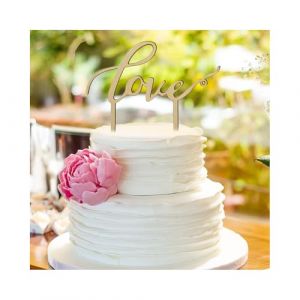 GIDWRIY Decoration Gateau Mariage Bois,Figurine Gateau Mariage Bois,Cake Topper Mariages,Wedding Cake Topper Personnalisé,Décoration pour Gâteau de Mariages,Cake Toppers Bapteme pour Fiançailles (GOLDEN COVE 2025, neuf)