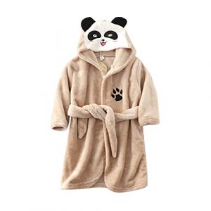 Robe De Chambre Polaire Enfant Fille Garcon Longue Peignoirs De Bain Fille Flanelle Animaux Peignoir Chaud Hiver Coton Enfant Fille Mignon Panda Robe De Chambre Polaire à Capuche (Khaki, 3-4 Years) (Vuncio, neuf)