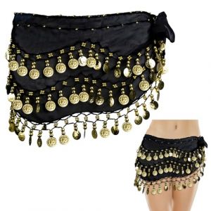 Ceinture Danse Orientale Femme,Foulard de Hanche de Danse du Ventre, Costume de Danse du Ventre pour Femmes avec 128 pi&egrave;ces d'or, Chiffon de Danse Jupe Ceinture de Danse du Ventre Belly Dance Costume (LINGYEAL, neuf)