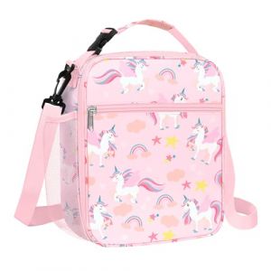 Clastyle Sac Isotherme Repas Enfant Licorne Lunch Bag Isotherme Filles Petit Sac Lunch Box pour L'&eacute;cole &Eacute;tudiant Pique-nique, Licorne Rose Arc-en-ciel (Changtian_Im&Ex, neuf)