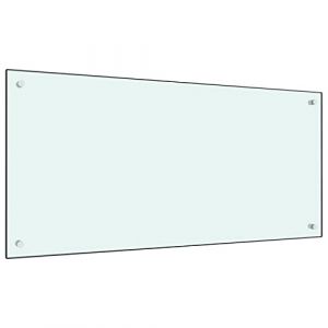 AUVYI Crédence de cuisine en verre trempé 100 x 50 cm - Blanc - Protection anti-éclaboussures en verre pour cuisinière - Protection contre les éclaboussures - Protection contre les éclaboussures - (AUVYI EU, neuf)