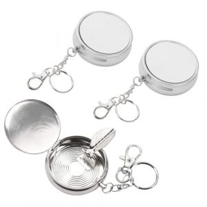 OUDQFCJ 3 Pcs Mini Cendrier Portable avec Couvercle, Cendrier de Poche Compact en Acier Inoxydable pour le Voyage, Cendrier Anti Odeur &agrave; l'&eacute;preuve du Vent, Cendrier d'Int&eacute;rieur Ext&eacute;rieur (Mapico, neuf)