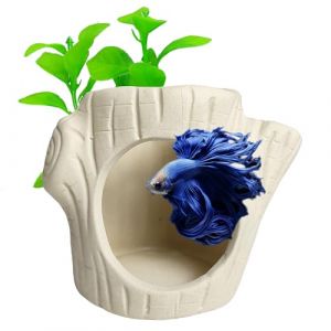 SpringSmart Kit de d&eacute;coration pour aquarium avec grotte et plantes en plastique, accessoires Betta pour crevettes, tortues, crabes, cachettes en c&eacute;ramique pour aquarium (SuperSpring, neuf)