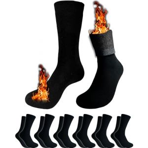 6 Paires Chaussettes Chaudes Thermiques Polaires Femme Hiver (FR/ES, Num&eacute;rique, 35-40, Taille Normale, Noir) (TOPLINE Store, neuf)