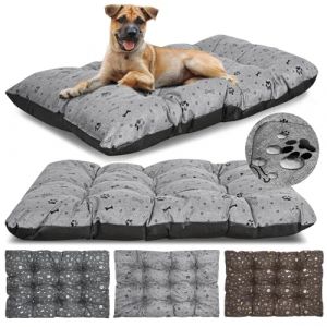 KING DOG Panier Grande Taille XL 120 x 80 cm Coussin Imperméable Lavable Tissu Oxford Confortable Matelas Lit pour Chien Intérieur Extérieur Durable Couleur Gris (AIO FACTORY GmbH, neuf)