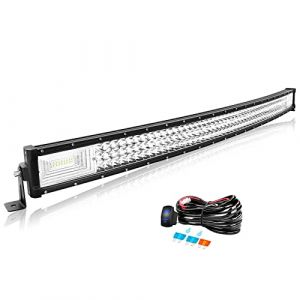 Willpower Barre LED Incurvé 107cm 42'' 540W con Câblage Rampe LED Spot et Flood Bar a LED 12V 24V Étanche Projecteur LED Longue Portée Feux Phare de Travail LED pour 4x4 Voiture Camion Tracteur Bateau (YZ-EU, neuf)