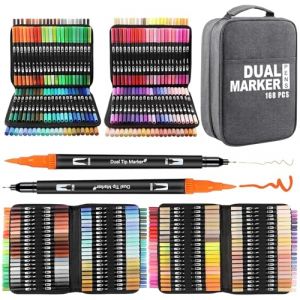 Gelanty Feutres Coloriage Adulte, 168 Stylos Dual Tip Brush Lot de Marqueurs d'art Calligraphie Lettrage Feutre pour Coloriage Adulte, Croquis, Peinture, Création Artistique (Gelanty, neuf)