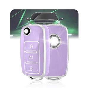 LELNOOS Coque Cl&eacute; Voiture, Silicone &Eacute;tui Cle Etui Clef Protecteur Cache Cles pour VW Volkswagen Golf 4 5 6 Polo Up Caddy T5 T6 Tiguan Beetle Passat Scirocco Seat Ibiza Leon Skoda Fabia, 3 Boutons (LELNOOS, neuf)