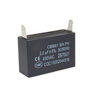 Condensateur CBB61 avec 2 connecteurs 2 uF 450V 25/70/21. Condensateur de D&eacute;marrage de moteur 1 Pi&egrave;ces. (2&mu;F) (Synn53, neuf)