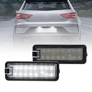 NSLUMO LED Num&eacute;ro d'immatriculation Lumi&egrave;res de plaque pour Seat Leon Mk2 Mk3 Seat Ibiza 6L 6J MK3 MK4 MK5 5F 1M 2X LED Lumi&egrave;res de plaque d'immatriculation Lampe de stationnement de voiture (Nslumo Autolight, neuf)
